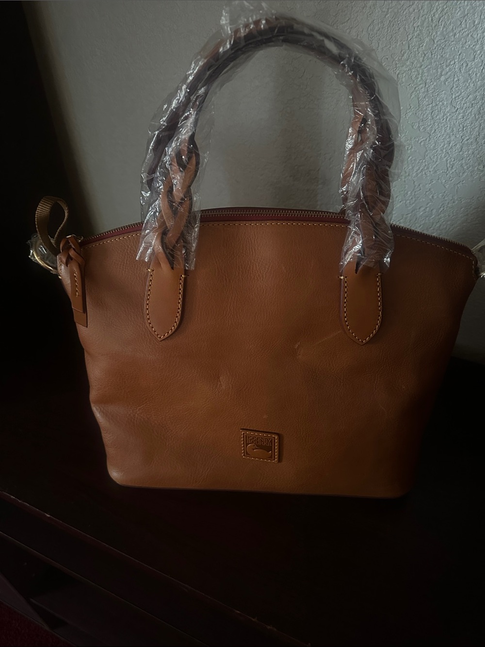 Dooney & Bourke Brown Leather Braided-Handle Tote